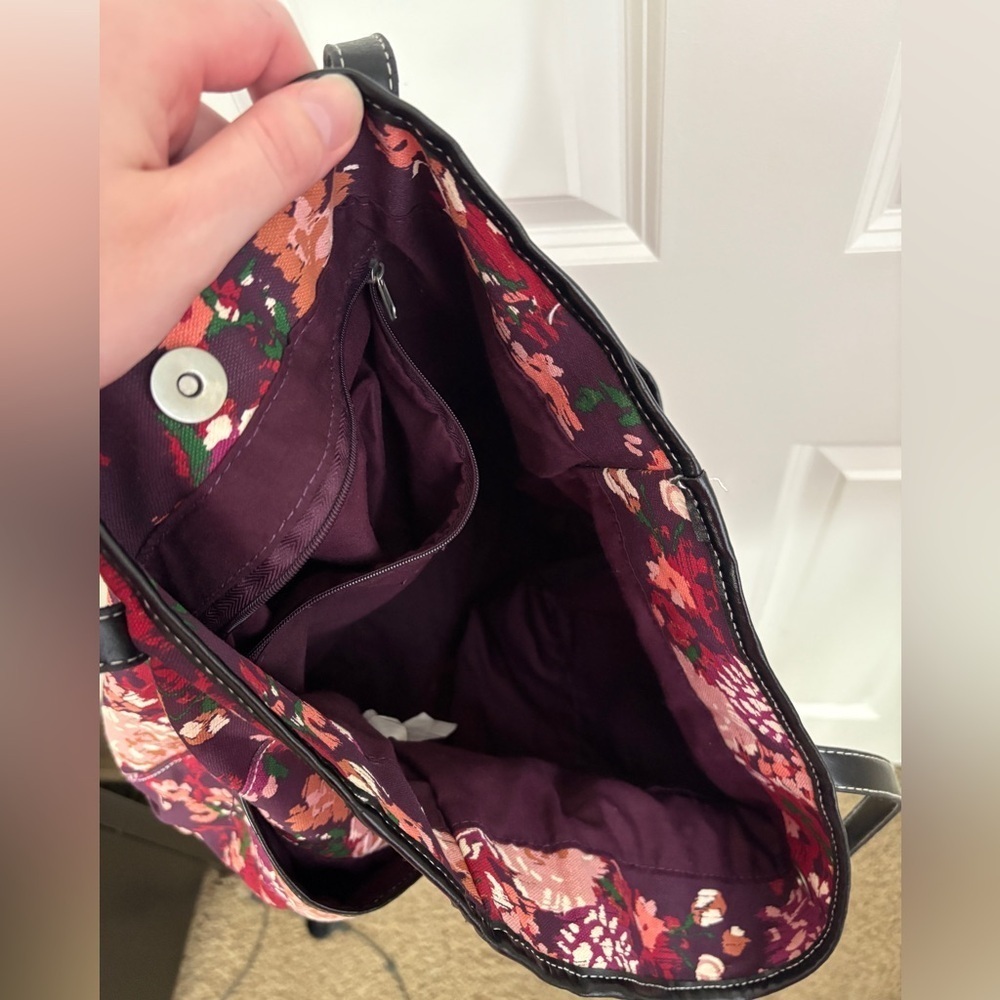 Merona Red Floral Tote Bag - Picture 6 of 7